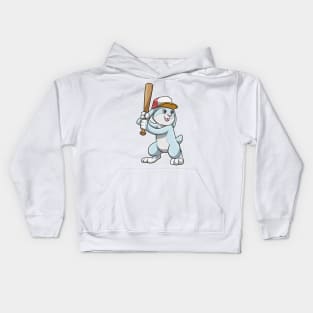 Rabbit at Baseball with Baseball bat Kids Hoodie